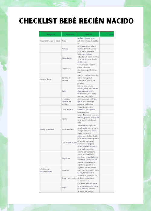 Checklist para un bebé recién nacido
